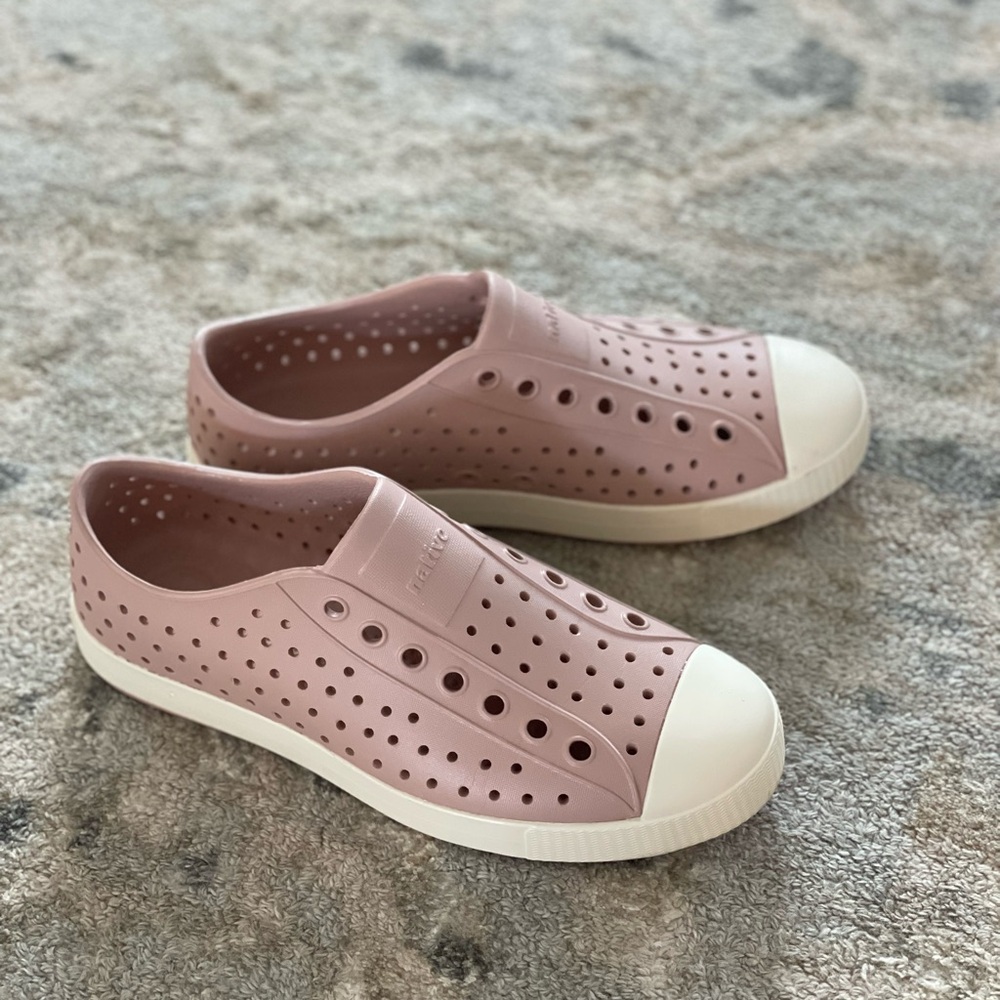 Native Shoes Pink Slip-On Perforated Rubber Sneakers with White Toe